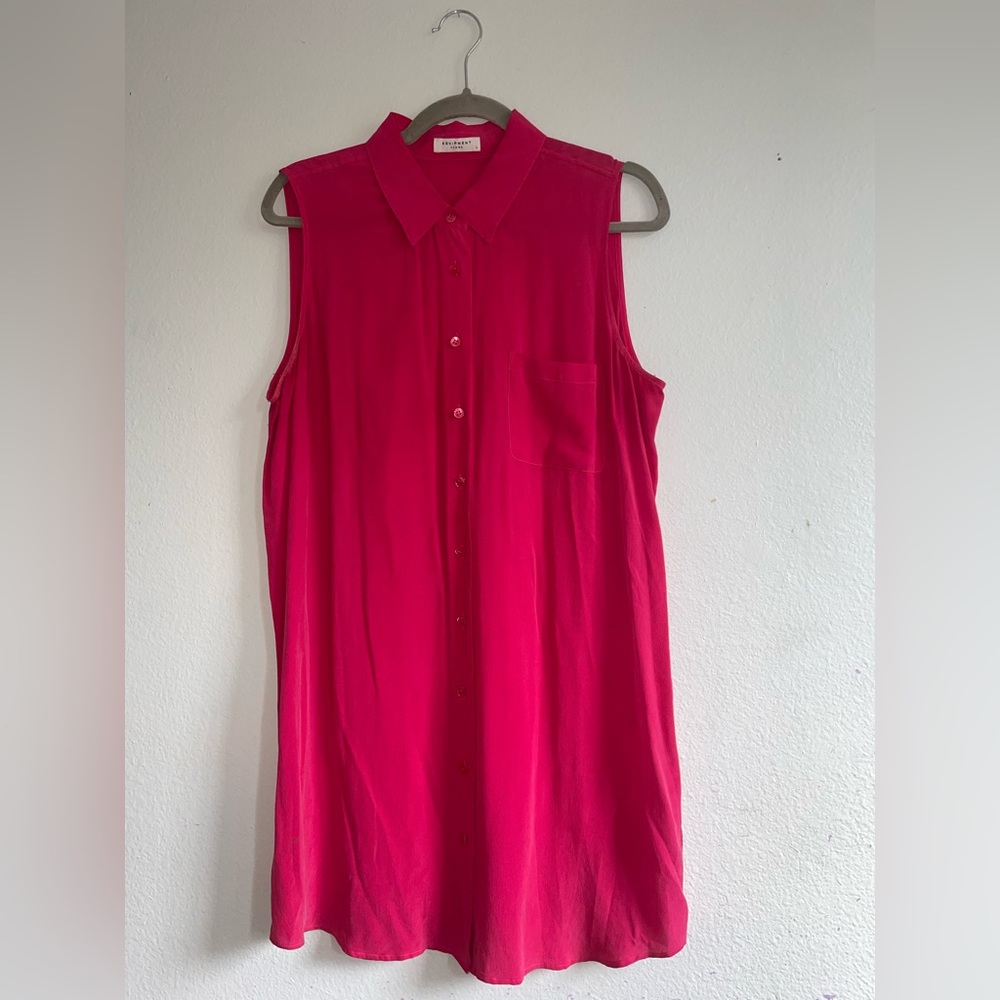 Equipment sleeveless hot pink blouse size large